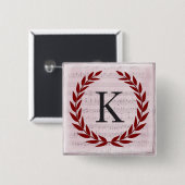Lorbeerkranz Notenblatt Monogramm Initiale K Button (Vorne & Hinten)