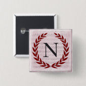 Lorbeerkranz Notenblatt Monogramm Initiale N Button (Vorne & Hinten)