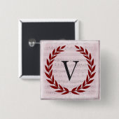 Lorbeerkranz Notenblatt Monogramm Initiale V Button (Vorne & Hinten)