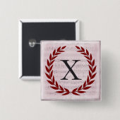Lorbeerkranz Notenblatt Monogramm Initiale X Button (Vorne & Hinten)