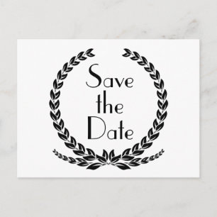 Lorbeerkranz Save The Date Schwarz Verlobung Blatt Postkarte