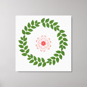 Lorbeerkranz und Herzblumen-Mandala Leinwanddruck