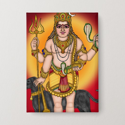 Lord Bhairava Retro Knopf Button (Vorderseite)