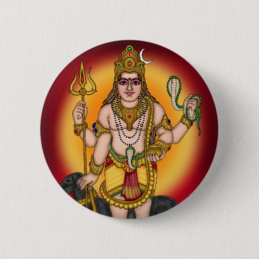 Lord Bhairava Retro Knopf Button (Vorderseite)