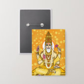 Lord Brihaspati Dev Knopf Button (Vorderseite/Rückseite)