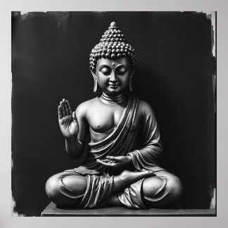 Lord Buddha - Portrait über die Holzkohle Poster