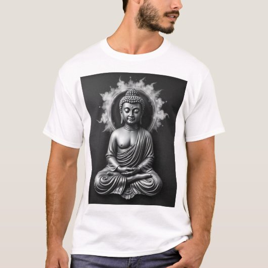 Lord Buddha - Serene Charcoal Art Portrait T-Shirt (Vorderseite)