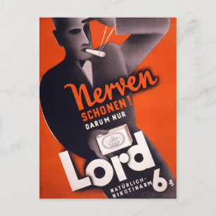 Lord Cigaretten Deutsches Vintage-Plakat Restaurie Postkarte