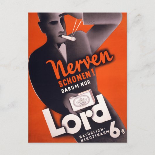 Lord Cigarettes German Vintage Poster wiederherges Postkarte (Vorderseite)