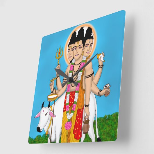 Lord Dattatreya Clock Quadratische Wanduhr