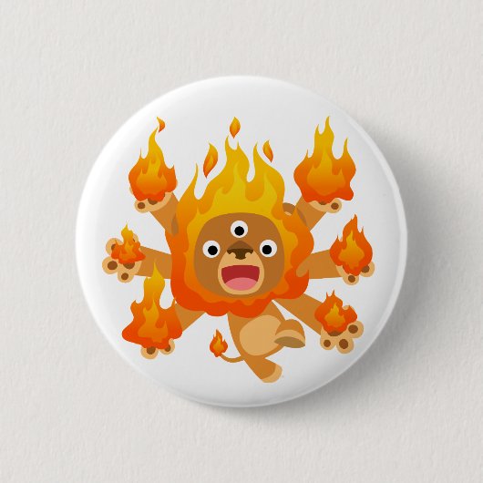 Lord des Feuers!! (niedlicher Cartoonlöwe) Button (Vorderseite)