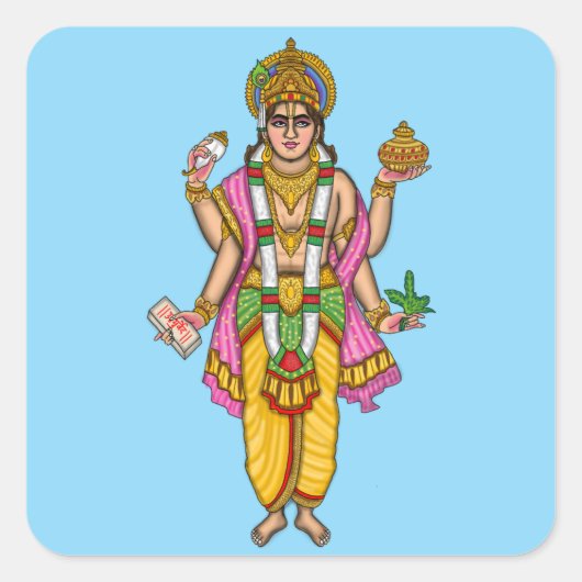 Lord Dhanvantari-Aufkleber Quadratischer Aufkleber (Vorderseite)