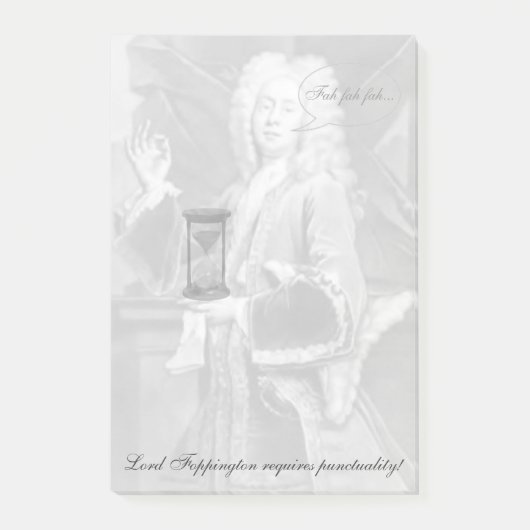 Lord F. fordert Pünktlichkeit! Lustiger Post-it Klebezettel (Vorderseite)