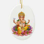 Lord Ganesh auf der Lotus-Blume Keramik Ornament (Hinten)