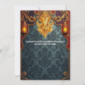 Lord Ganesh blue gold luxuriöse indische Hochzeit Einladung (Rückseite)