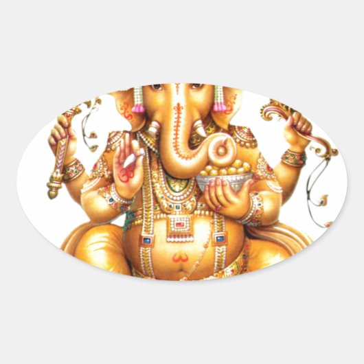 LORD GANESH HINDU GOD OVALER AUFKLEBER (Vorderseite)