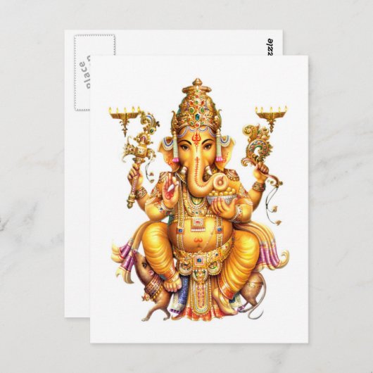 LORD GANESH HINDU GOD POSTKARTE (Vorne/Hinten)