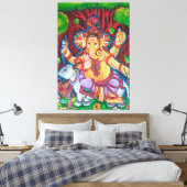 Lord Ganesh Mural Painting Stretched Canvas Print Leinwanddruck (Insitu (Schlafzimmer))