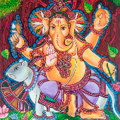 Lord Ganesh Mural Painting Stretched Canvas Print Leinwanddruck