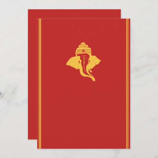 Lord Ganesh Wedding Einladung (Vorne/Hinten)