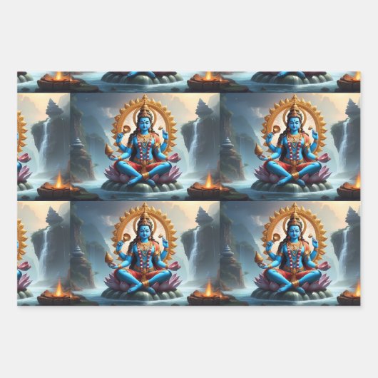 Lord Ganesh Wrapping Paper Flat Sheet Set 3 Geschenkpapier Set (Vorderseite)