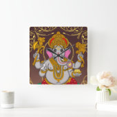 Lord Ganesha Clock Quadratische Wanduhr (Zuhause)