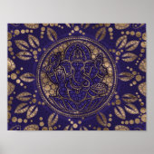 Lord Ganesha Dot Art Purés und Gold Poster (Vorne)