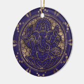 Lord Ganesha Dot Art Purys und Gold Keramik Ornament (Links)
