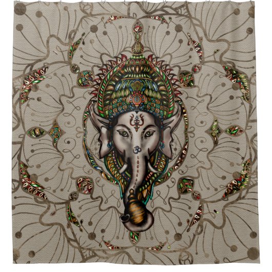 Lord Ganesha - Farbe auf Leinwand Duschvorhang (Vorderseite)