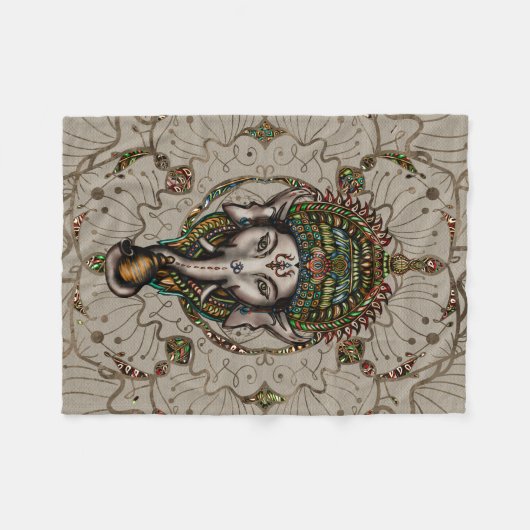 Lord Ganesha - Farbe auf Leinwand Fleecedecke (Vorderseite (Horizontal))
