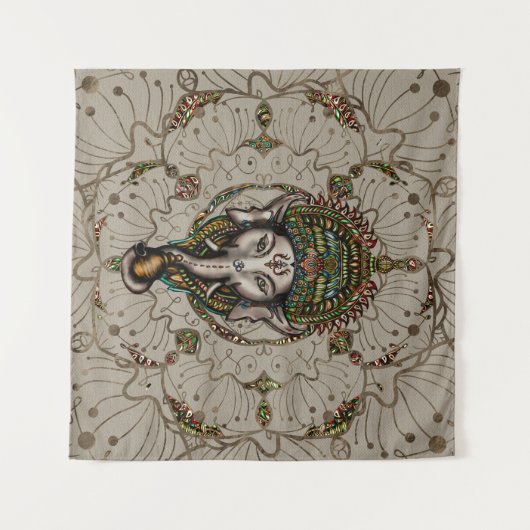Lord Ganesha - Farbe auf Leinwand Wandteppich (Vorderseite (Horizontal))
