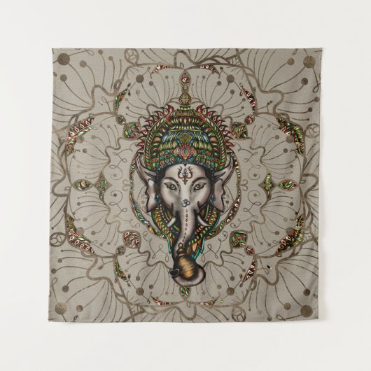 Lord Ganesha - Farbe auf Leinwand Wandteppich (Vorderseite)