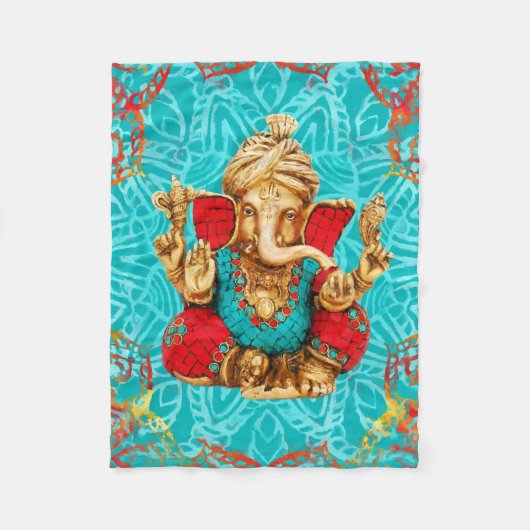 Lord Ganesha - gemischte Medien Fleecedecke (Vorderseite)