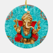 Lord Ganesha - Gemischte Medien Keramik Ornament (Hinten)