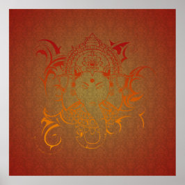 Lord Ganesha God India Hindu Red Orange gelb Poster