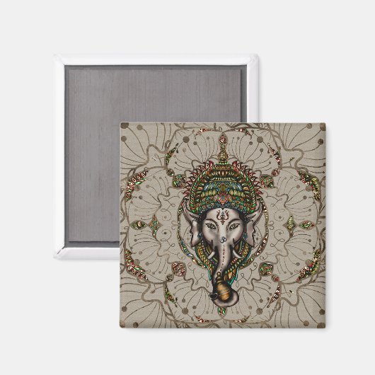 Lord Ganesha - Leinwand Magnet (Vorderseite/Rückseite)