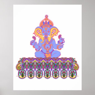 Lord Ganesha mit farbenfrohen Paisley Border Poster