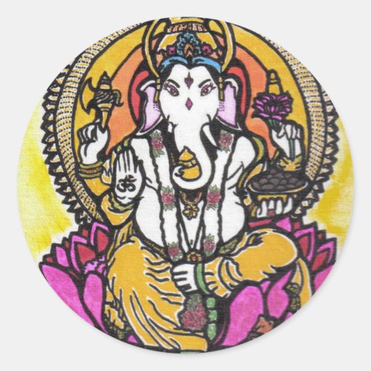 Lord Ganesha Runder Aufkleber (Vorderseite)