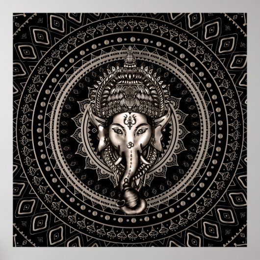 Lord Ganesha - Sepia Black Poster (Vorne)