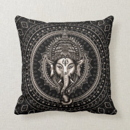 Lord Ganesha - Sepia-Schwarzes Kissen