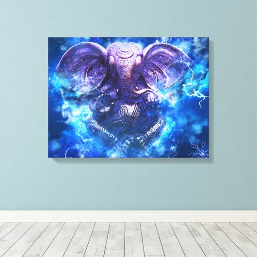 Lord Ganesha Stretched Canvas Print Leinwanddruck (Insitu (Holzboden))