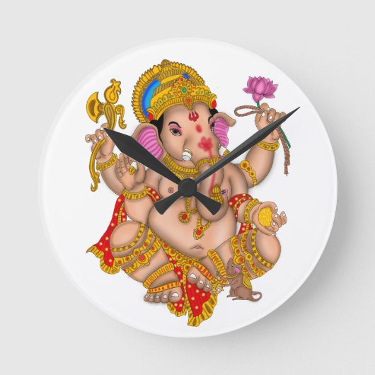 Lord Ganesha Wall Clock Runde Wanduhr (Vorderseite)