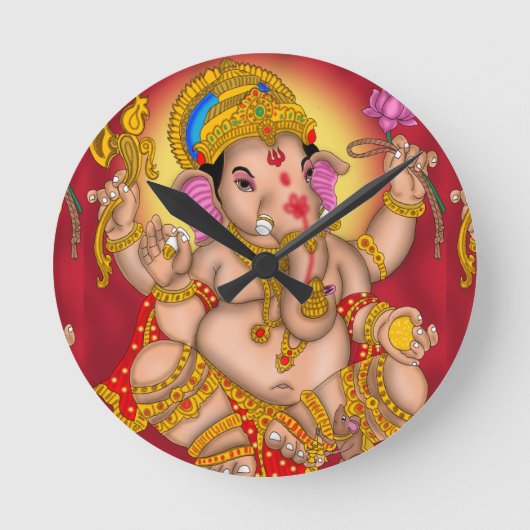 Lord Ganesha Wall Clock Runde Wanduhr (Vorderseite)