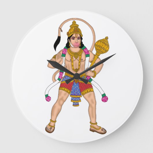 Lord Hanuman Clock Große Wanduhr (Vorderseite)