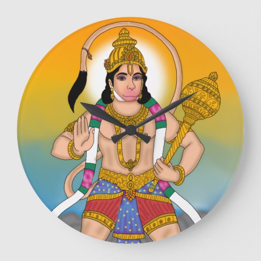 Lord Hanuman Clock Große Wanduhr (Vorderseite)
