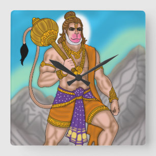 Lord Hanuman Clock Quadratische Wanduhr