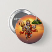 Lord Hanuman Flying Lifting Mountain Button (Vorne & Hinten)