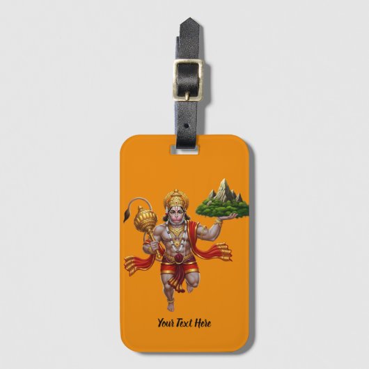 Lord Hanuman Flying Lifting Mountain Gepäckanhänge Gepäckanhänger (Vorderseite Vertikal)