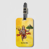 Lord Hanuman Flying Lifting Mountain Gepäckanhänger (Vorderseite Vertikal)