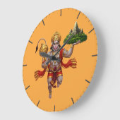 Lord Hanuman Flying Lifting Mountain Große Wanduhr (Winkel)